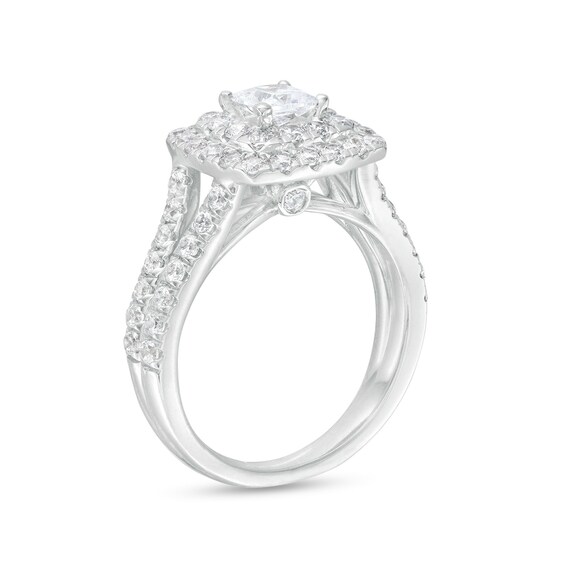 2 CT. T.w. Certified Princess-Cut Lab-Grown Diamond Double Frame Engagement Ring in 14K White Gold (F/Vs2)