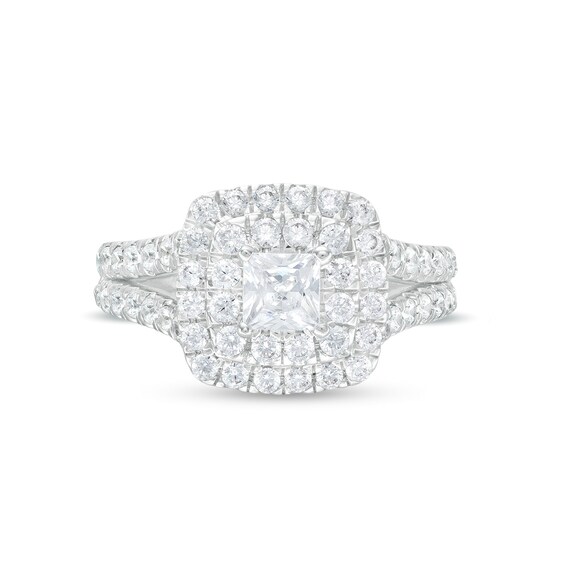 2 CT. T.w. Certified Princess-Cut Lab-Grown Diamond Double Frame Engagement Ring in 14K White Gold (F/Vs2)