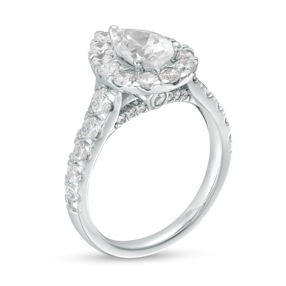2-1/2 CT. T.w. Certified Pear-Shaped Lab-Grown Diamond Frame Engagement Ring in 14K White Gold (F/Vs2)