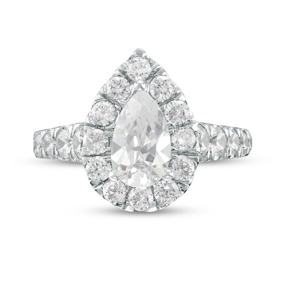 2-1/2 CT. T.w. Certified Pear-Shaped Lab-Grown Diamond Frame Engagement Ring in 14K White Gold (F/Vs2)