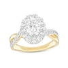 Thumbnail Image 1 of 2 CT. T.W. Certified Oval Lab-Grown Diamond Frame Twist Shank Engagement Ring in 14K Gold (F/VS2)