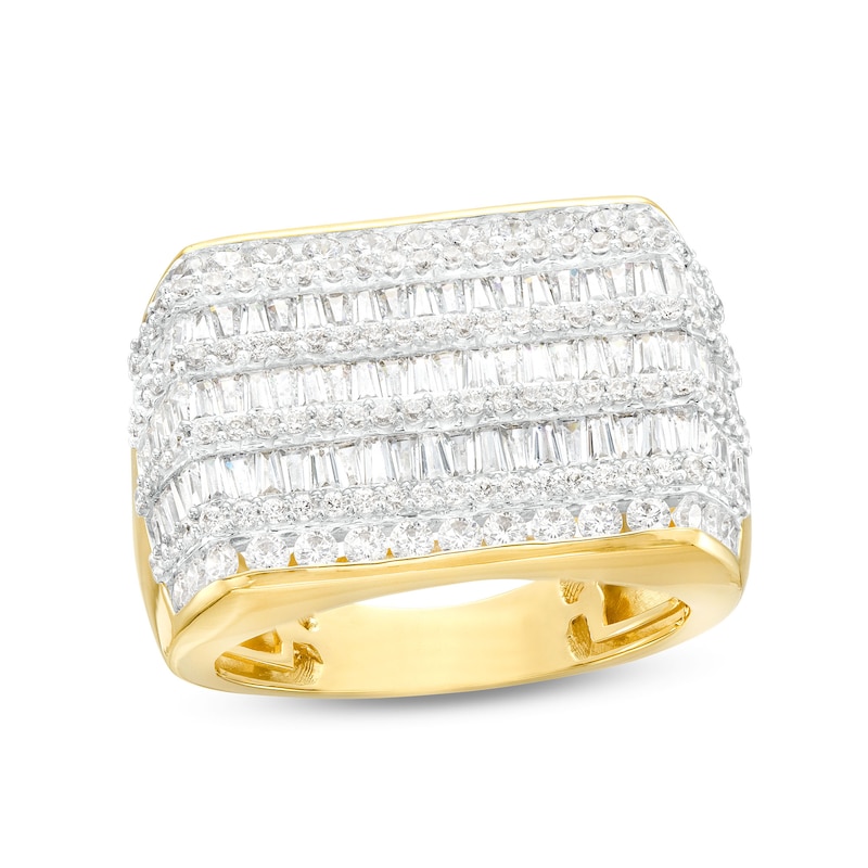 Main Image 1 of 3 CT. T.W. Diamond Rectangle Multi-Row Ring in 10K Gold
