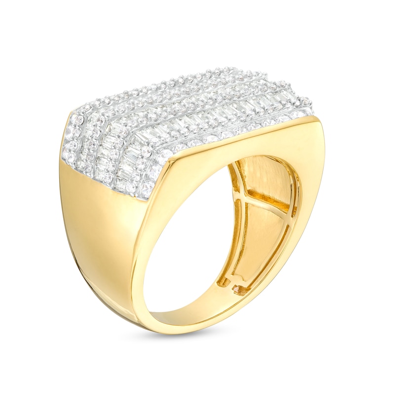 Men's 3 CT. T.W. Diamond Rectangle Multi-Row Ring in 10K Gold