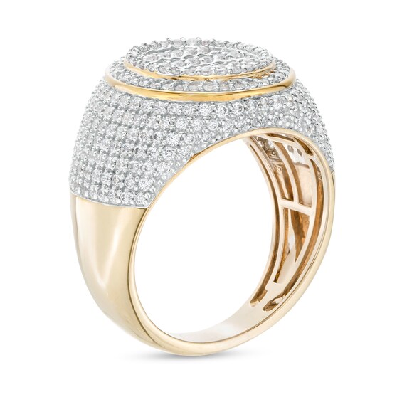 2 CT. T.w. Diamond Baguette and Round Double Frame Multi-Row Ring in 10K Gold
