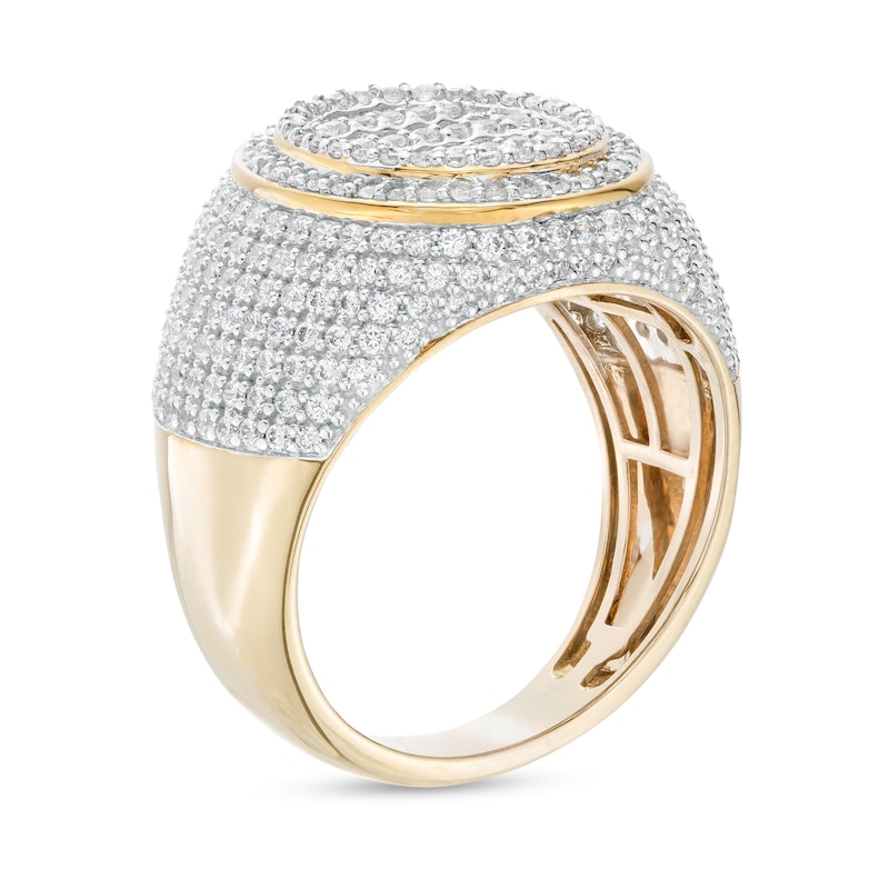 Main Image 3 of 2 CT. T.W. Diamond Baguette and Round Double Frame Multi-Row Ring in 10K Gold