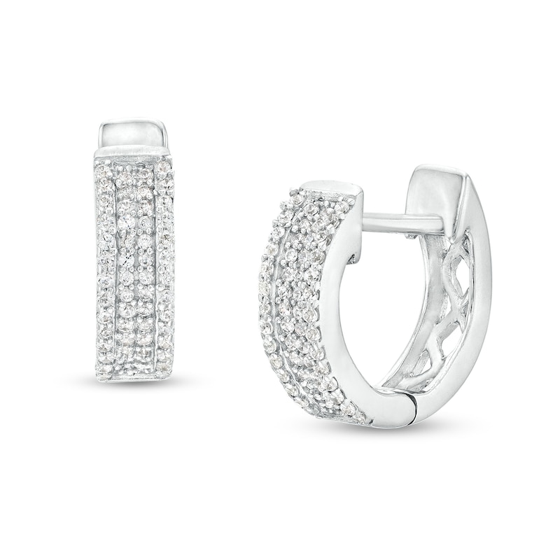 Men's 1/4 CT. T.W. Diamond Huggie Hoop Earrings in 10K White Gold