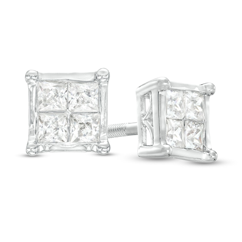 Main Image 1 of 1 CT. T.W. Diamond Square Stud Earrings in 10K White Gold