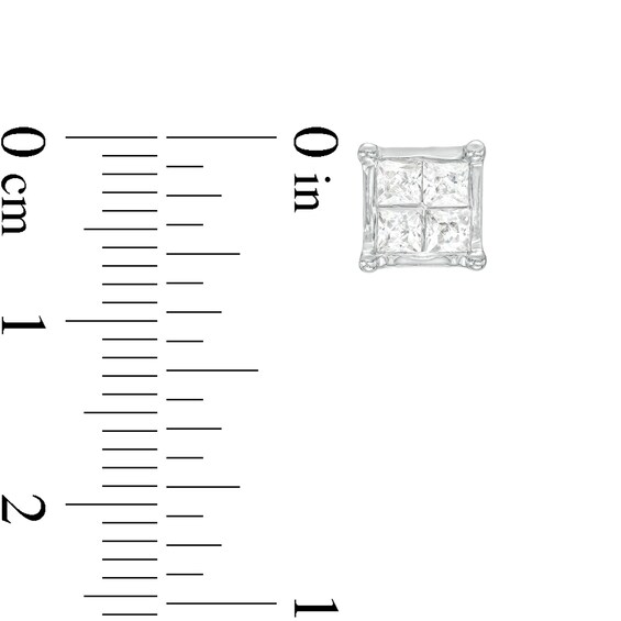 1 CT. T.w. Diamond Square Stud Earrings in 10K White Gold