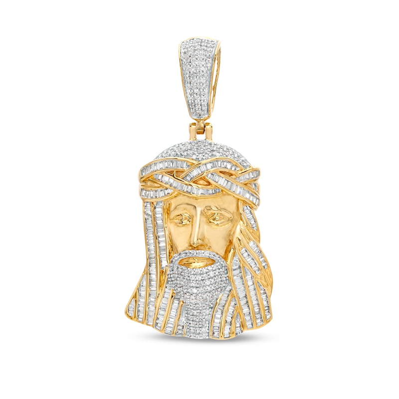 Main Image 1 of 1-1/2 CT. T.W. Diamond Jesus Necklace Charm in 10K Gold