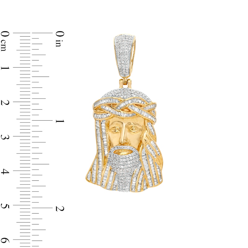 Main Image 2 of 1-1/2 CT. T.W. Diamond Jesus Necklace Charm in 10K Gold