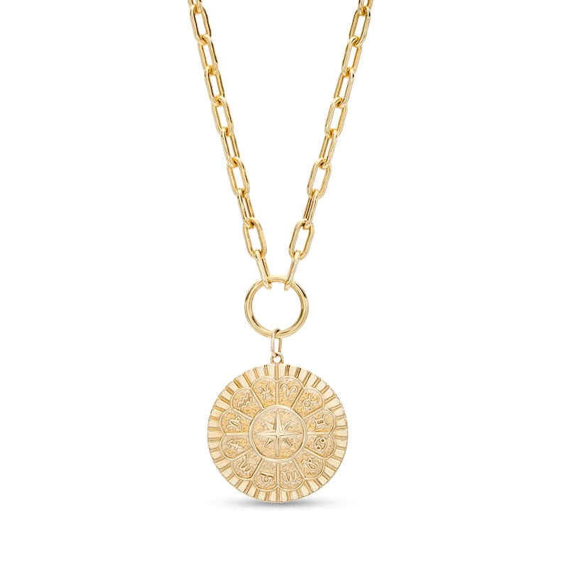 Zodiac Wheel Medallion Necklace in 10K Gold | Zales