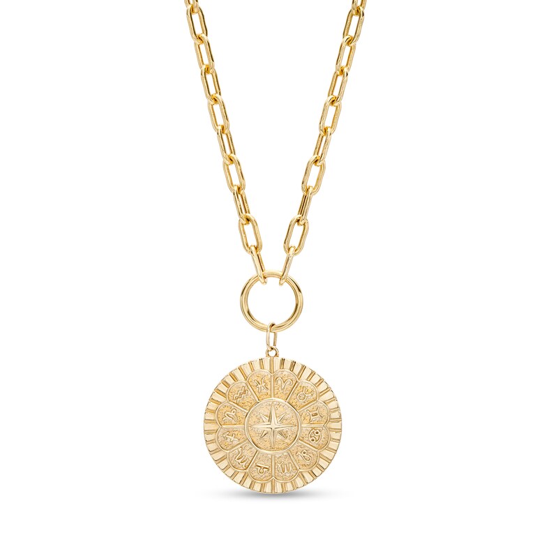 Main Image 1 of Zodiac Wheel Medallion Necklace in 10K Gold