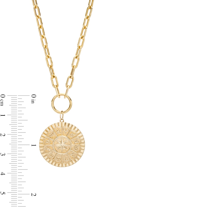 Main Image 3 of Zodiac Wheel Medallion Necklace in 10K Gold