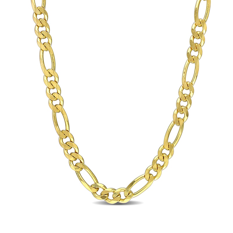 Main Image 1 of 5.5mm Figaro Chain Necklace in Sterling Silver with Yellow Rhodium - 20"
