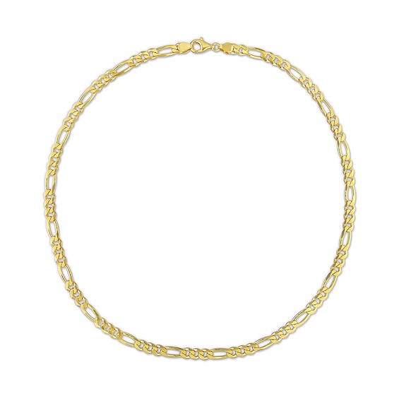 5.5mm Figaro Chain Necklace in Sterling Silver with Yellow Rhodium - 20"