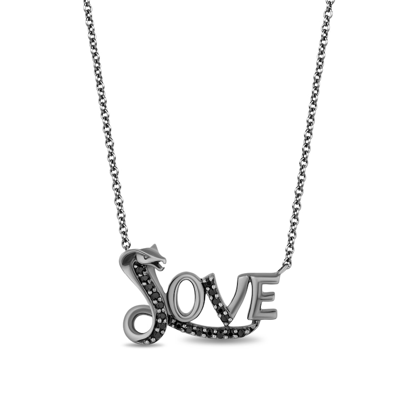 Main Image 1 of Enchanted Disney Villains Jafar 1/6 CT. T.W. Black Diamond "LOVE" Snake Necklace in Sterling Silver with Black Rhodium