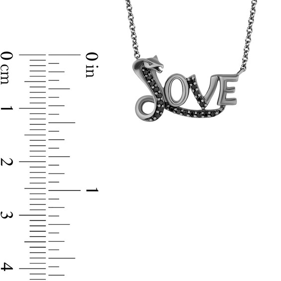 Enchanted Disney Villains Jafar 1/6 CT. T.w. Black Diamond "Love" Snake Necklace in Sterling Silver with Black Rhodium