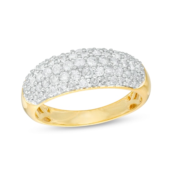 1 CT. T.w. Diamond Multi-Row Oblong Band in 10K Gold