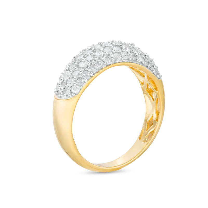 Main Image 3 of 1 CT. T.W. Diamond Multi-Row Oblong Band in 10K Gold