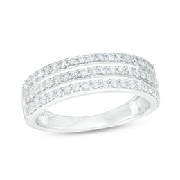 1/2 CT. T.W. Diamond Triple Row Band in 10K White Gold