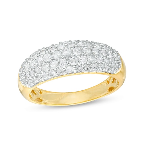 1 CT. T.w. Diamond Multi-Row Oblong Band in 10K Gold