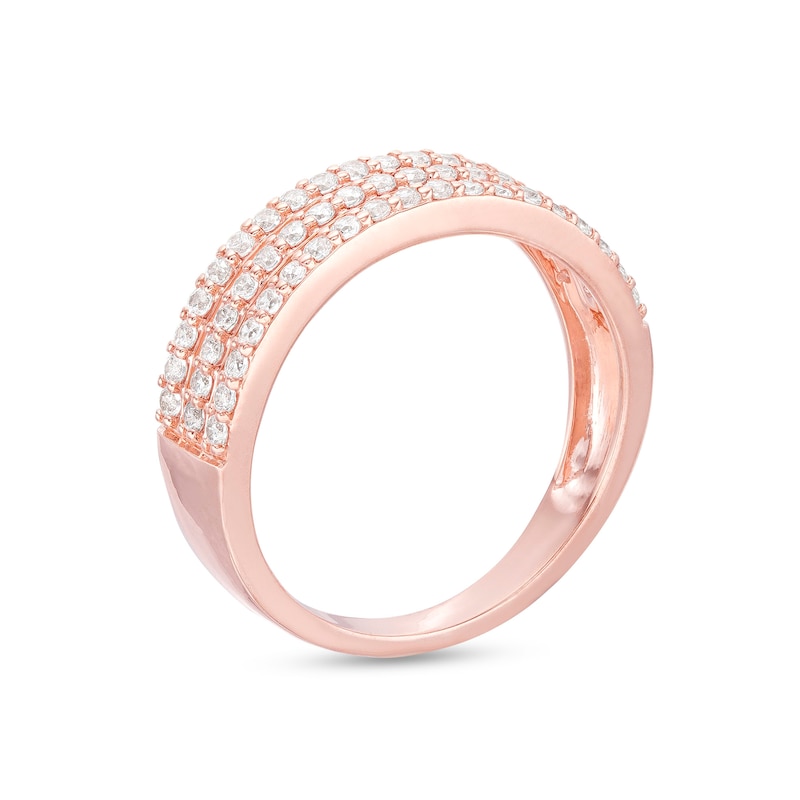 Main Image 3 of 1/2 CT. T.W. Diamond Triple Row Band in 10K Rose Gold