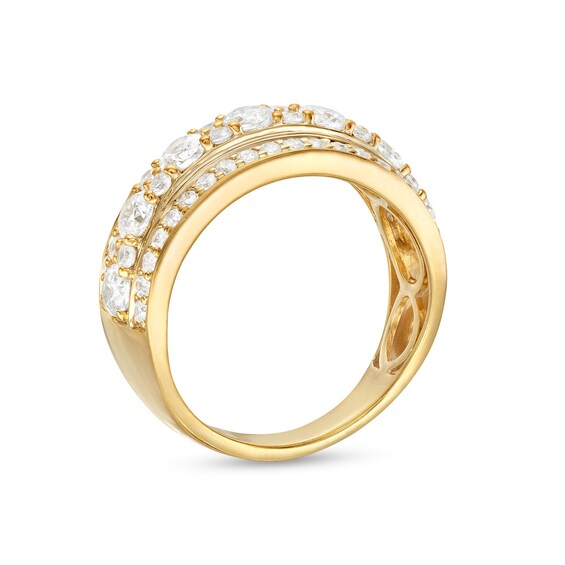1-1/2 CT. T.w. Diamond Alternating Multi-Row Band in 10K Gold