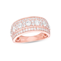 1-1/2 CT. T.W. Diamond Alternating Multi-Row Band in 10K Rose Gold
