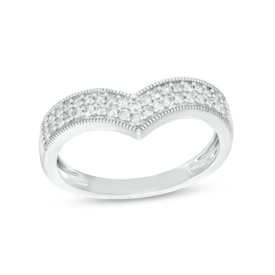 1/3 CT. T.w. Diamond Multi-Row Chevron Band in 10K White Gold