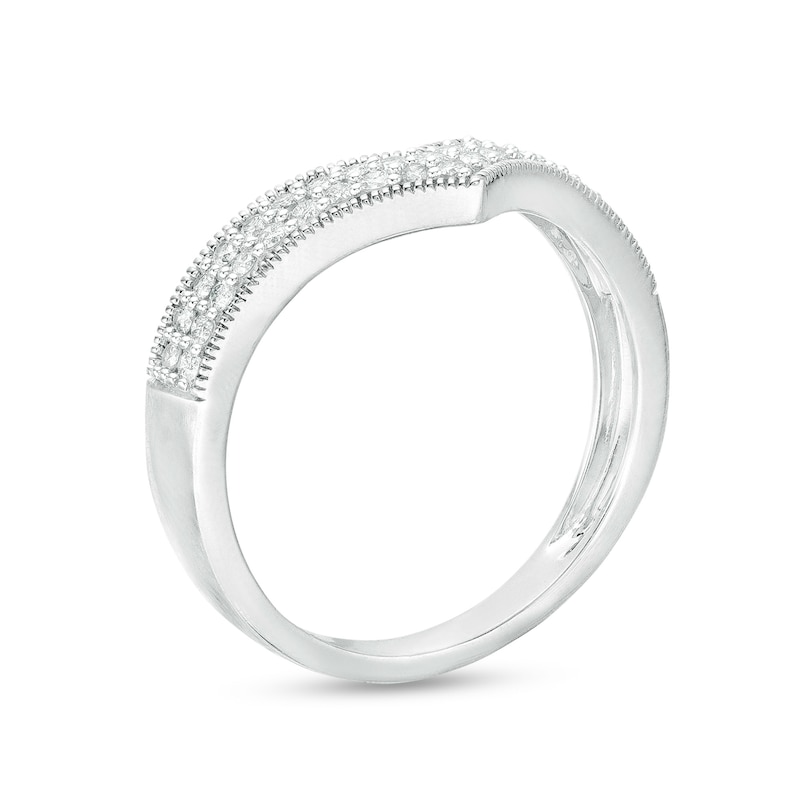 Main Image 3 of 1/3 CT. T.W. Diamond Multi-Row Chevron Band in 10K White Gold
