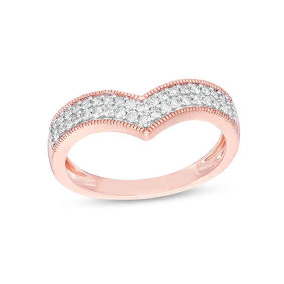 1/3 CT. T.w. Diamond Multi-Row Chevron Band in 10K Rose Gold