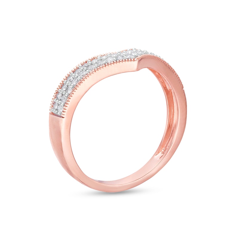 Main Image 3 of 1/3 CT. T.W. Diamond Multi-Row Chevron Band in 10K Rose Gold