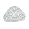 Thumbnail Image 1 of 3 CT. T.W. Certified Lab-Grown Diamond Double Frame Triple Row Engagement Ring in 14K White Gold (F/VS2)
