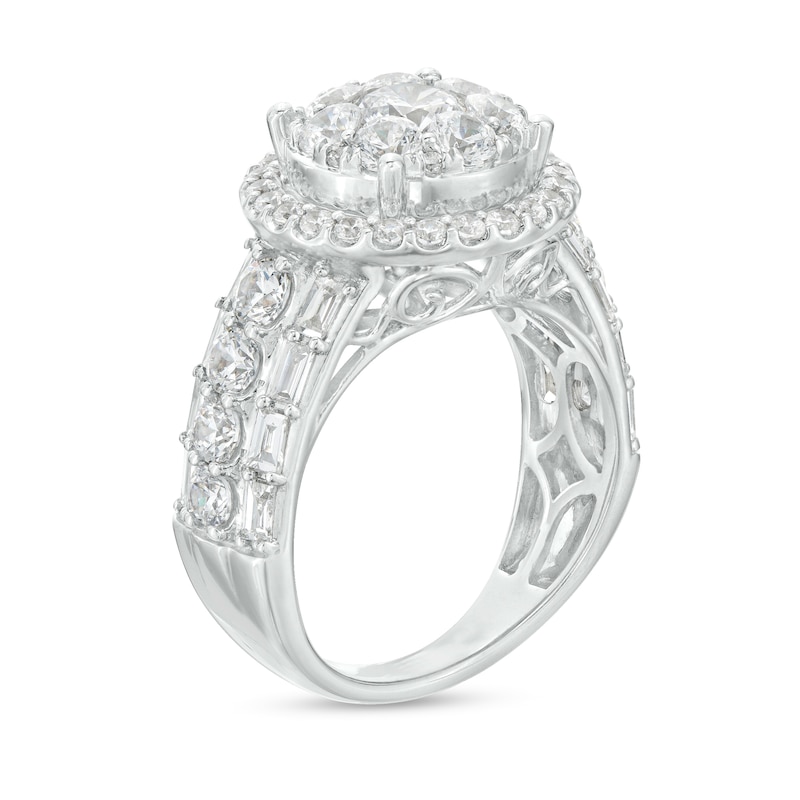 Main Image 3 of 3 CT. T.W. Certified Lab-Grown Diamond Double Frame Triple Row Engagement Ring in 14K White Gold (F/VS2)