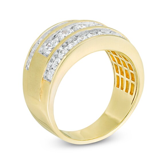 2 CT. T.w. Diamond Five Stone Triple Row Ring in 14K Gold