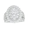 Thumbnail Image 1 of 5 CT. T.W. Certified Oval Lab-Created Diamond Double Frame Multi-Row Engagement Ring in 14K White Gold (F/VS2)
