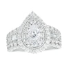 Thumbnail Image 1 of 3 CT. T.W. Certified Pear-Shaped Lab-Grown Diamond Double Frame Engagement Ring in 14K White Gold (F/VS2)