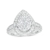 Thumbnail Image 1 of 2 CT. T.W. Certified Pear-Shaped Lab-Grown Diamond Double Frame Engagement Ring in 14K White Gold (F/VS2)