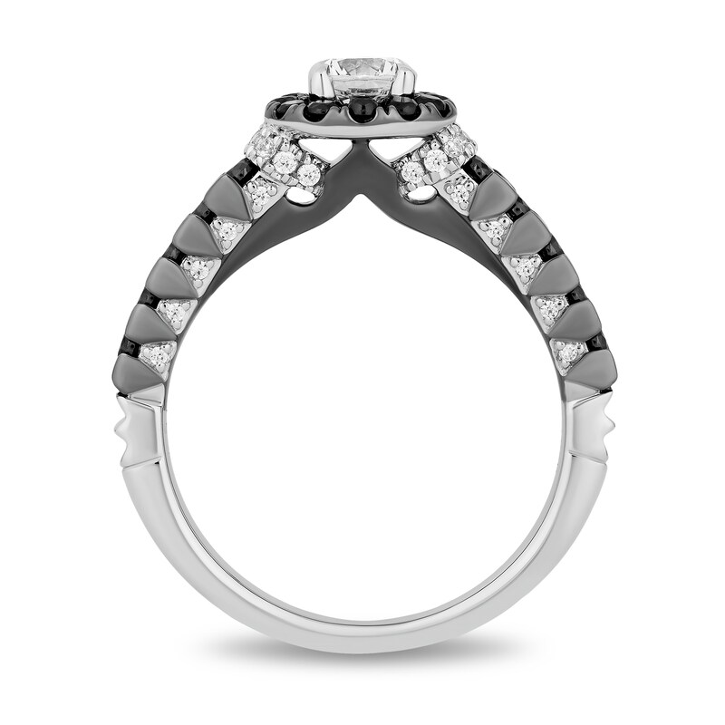 Enchanted Disney Villains Maleficent 1-1/5 CT. T.W. Black and White Diamond Frame Engagement Ring in 14K White Gold