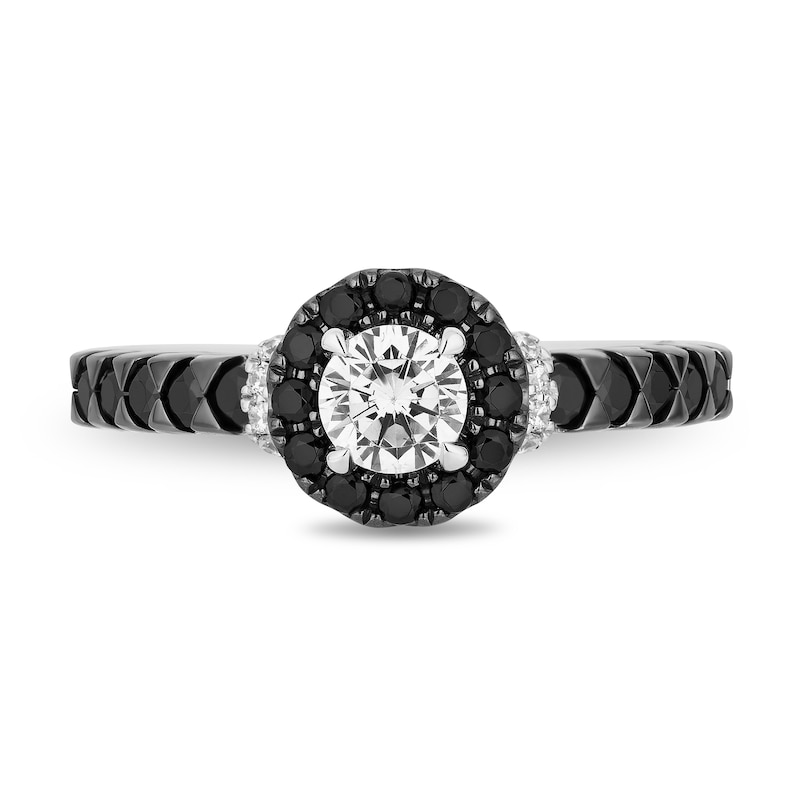 Main Image 4 of Enchanted Disney Villains Maleficent 1-1/5 CT. T.W. Black and White Diamond Frame Engagement Ring in 14K White Gold