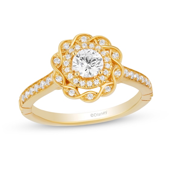 Enchanted Disney Merida 3/4 CT. T.w. Diamond Double Twist Frame Floral Engagement Ring in 14K Gold