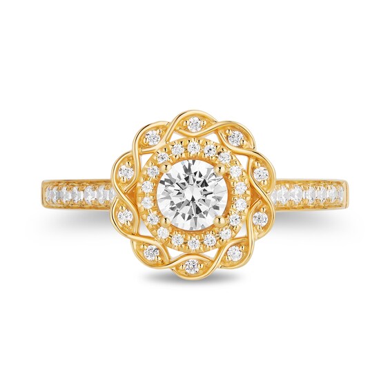 Enchanted Disney Merida 3/4 CT. T.w. Diamond Double Twist Frame Floral Engagement Ring in 14K Gold