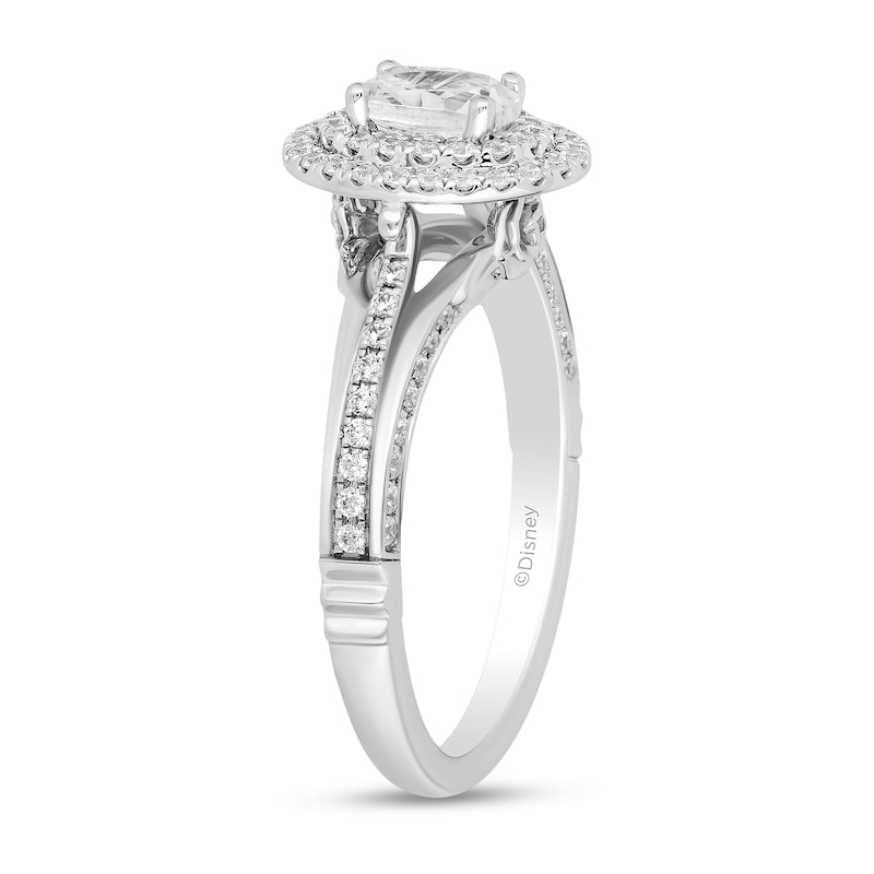 Main Image 2 of Enchanted Disney Cinderella 1 CT. T.W. Oval Diamond Double Frame Engagement Ring in 14K White Gold