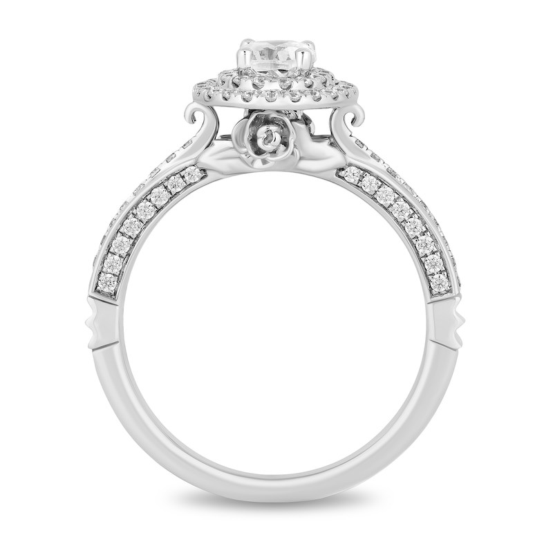 Main Image 3 of Enchanted Disney Cinderella 1 CT. T.W. Oval Diamond Double Frame Engagement Ring in 14K White Gold