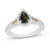 Thumbnail Image 1 of Enchanted Disney Tinker Bell Pear-Shaped Green Tourmaline and 3/8 CT. T.W. Diamond Engagement Ring in 14K Two-Tone Gold