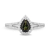 Thumbnail Image 4 of Enchanted Disney Tinker Bell Pear-Shaped Green Tourmaline and 3/8 CT. T.W. Diamond Engagement Ring in 14K Two-Tone Gold
