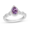 Thumbnail Image 1 of Enchanted Disney Rapunzel Pear-Shaped Pink Quartz and 1/2 CT. T.W. Diamond Frame Engagement Ring in 14K Two-Tone Gold