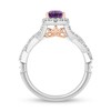 Thumbnail Image 3 of Enchanted Disney Rapunzel Pear-Shaped Pink Quartz and 1/2 CT. T.W. Diamond Frame Engagement Ring in 14K Two-Tone Gold