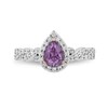 Thumbnail Image 4 of Enchanted Disney Rapunzel Pear-Shaped Pink Quartz and 1/2 CT. T.W. Diamond Frame Engagement Ring in 14K Two-Tone Gold