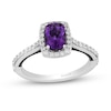 Thumbnail Image 1 of Enchanted Disney Villains Ursula Cushion-Cut Amethyst and 1/3 CT. T.W. Diamond Frame Engagement Ring in 14K White Gold
